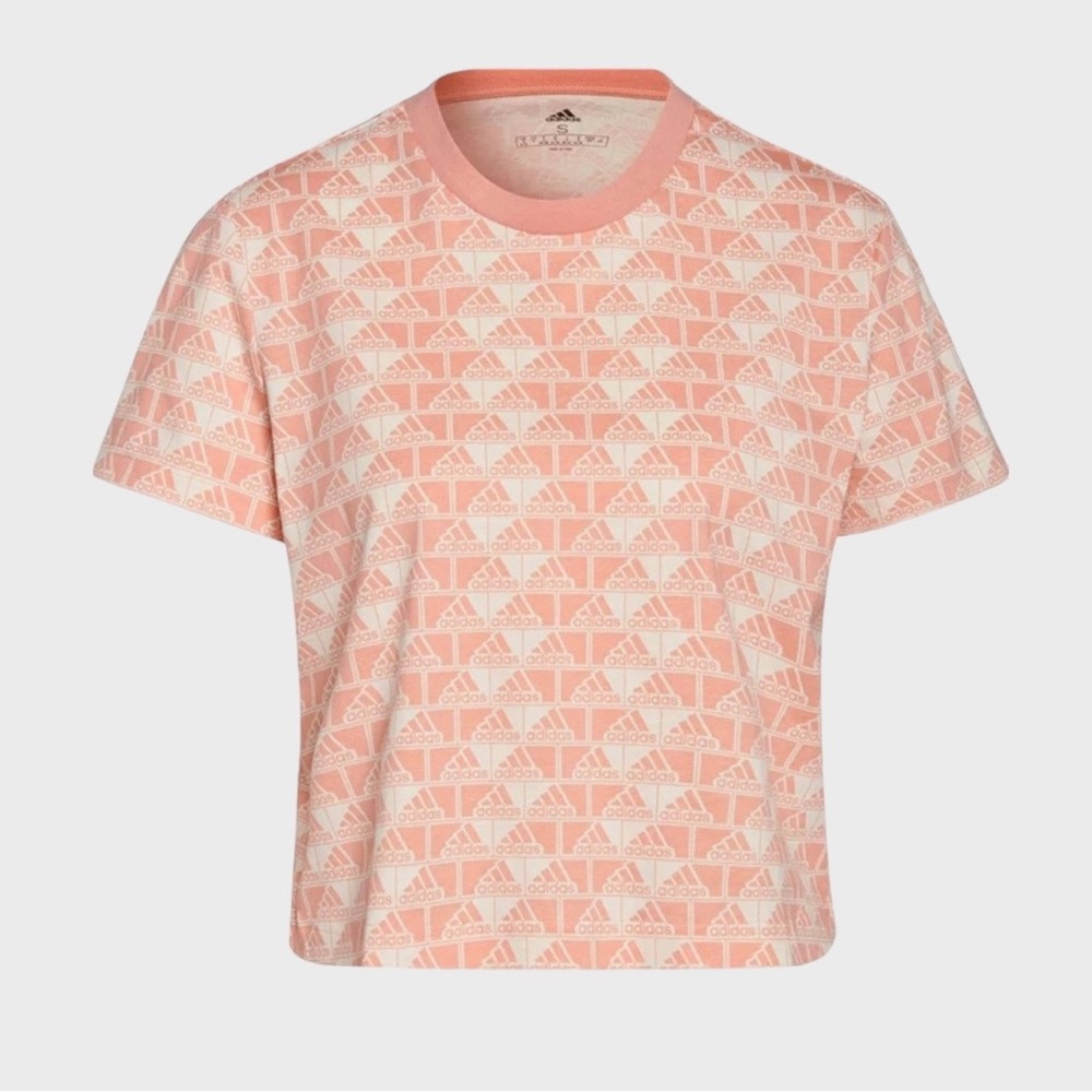 Adidas Love Cropped Tee Shirt | Women’s Medium | Multi Sport | White/Peach | $18